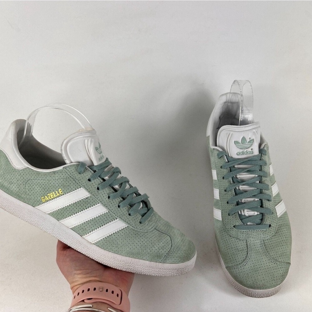 Adidas Gazelle women's size 10 mint green suede athletic sneaker shoes